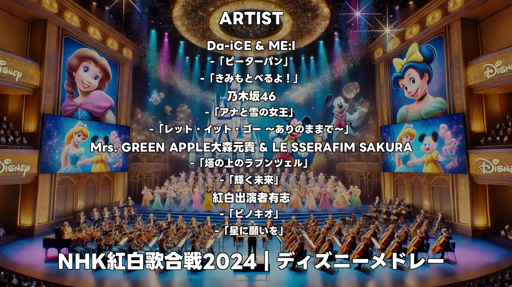 紅白歌合戦2024の目玉「ディズニーメドレー」の出演者・楽曲・放送時間まとめ