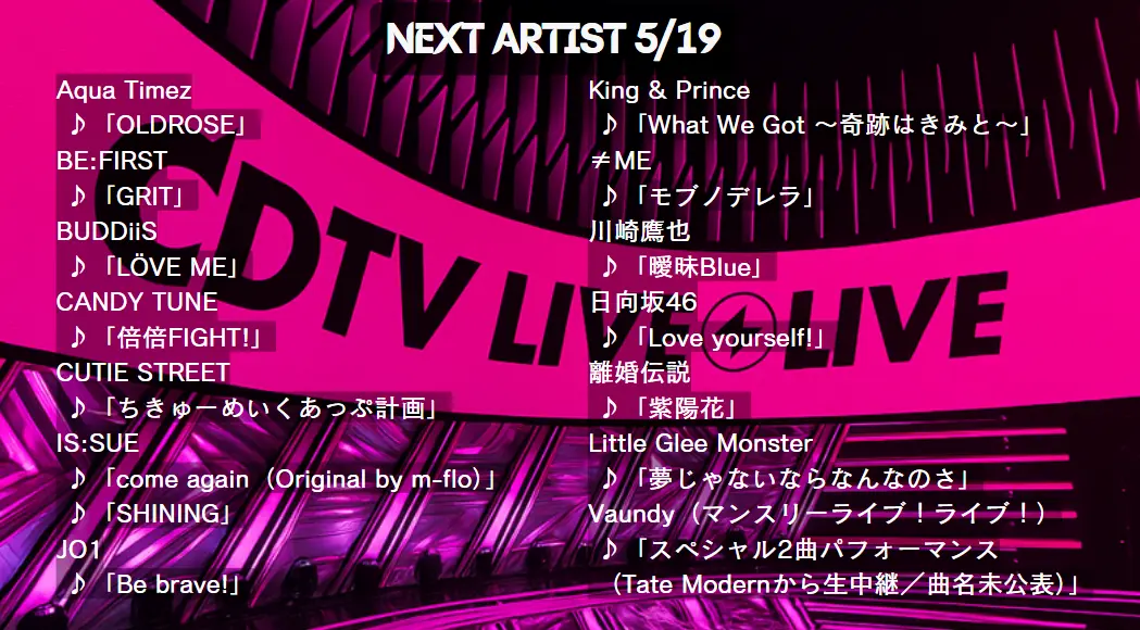 CDTV タイムテーブル＆出演者一覧｜次回放送予定・セットリストも