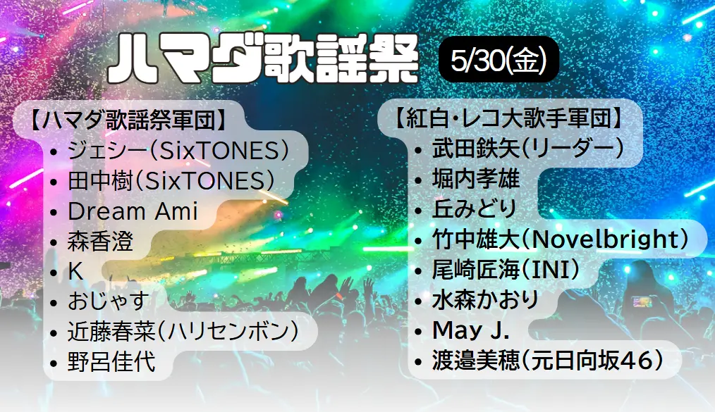 ハマダ歌謡祭 5/30放送の出演者は？今日の注目ポイント＆次回情報まとめ