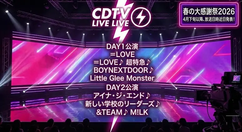 CDTV春の大感謝祭2026はどこでみれる?タイムテーブルやテレビ放送まとめ